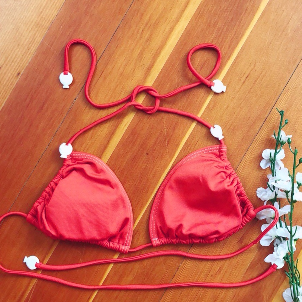 Marc Jacobs Orange Logo Bikini Top